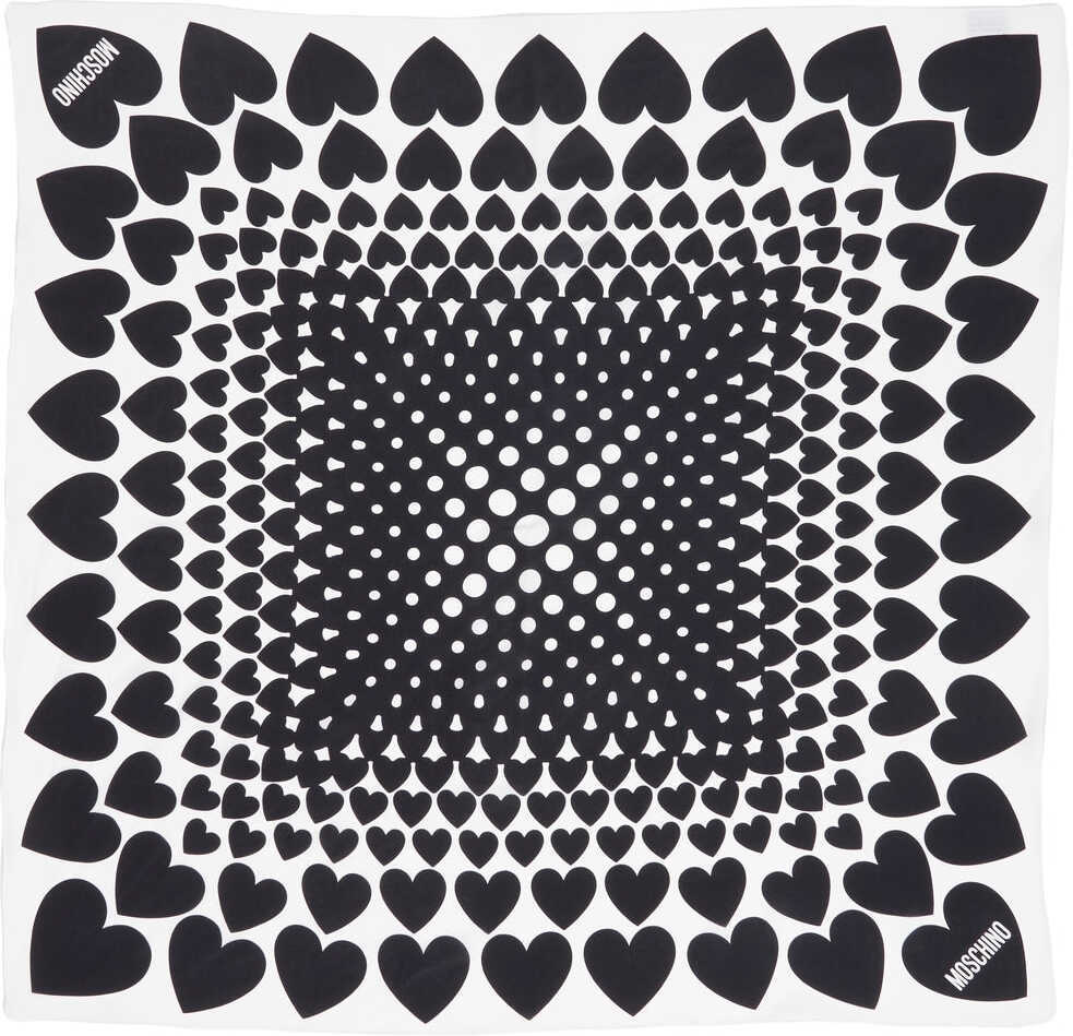 Esarfe Moschino Silk foulard with heart print and logo print White Femei (BM 19029484) 3