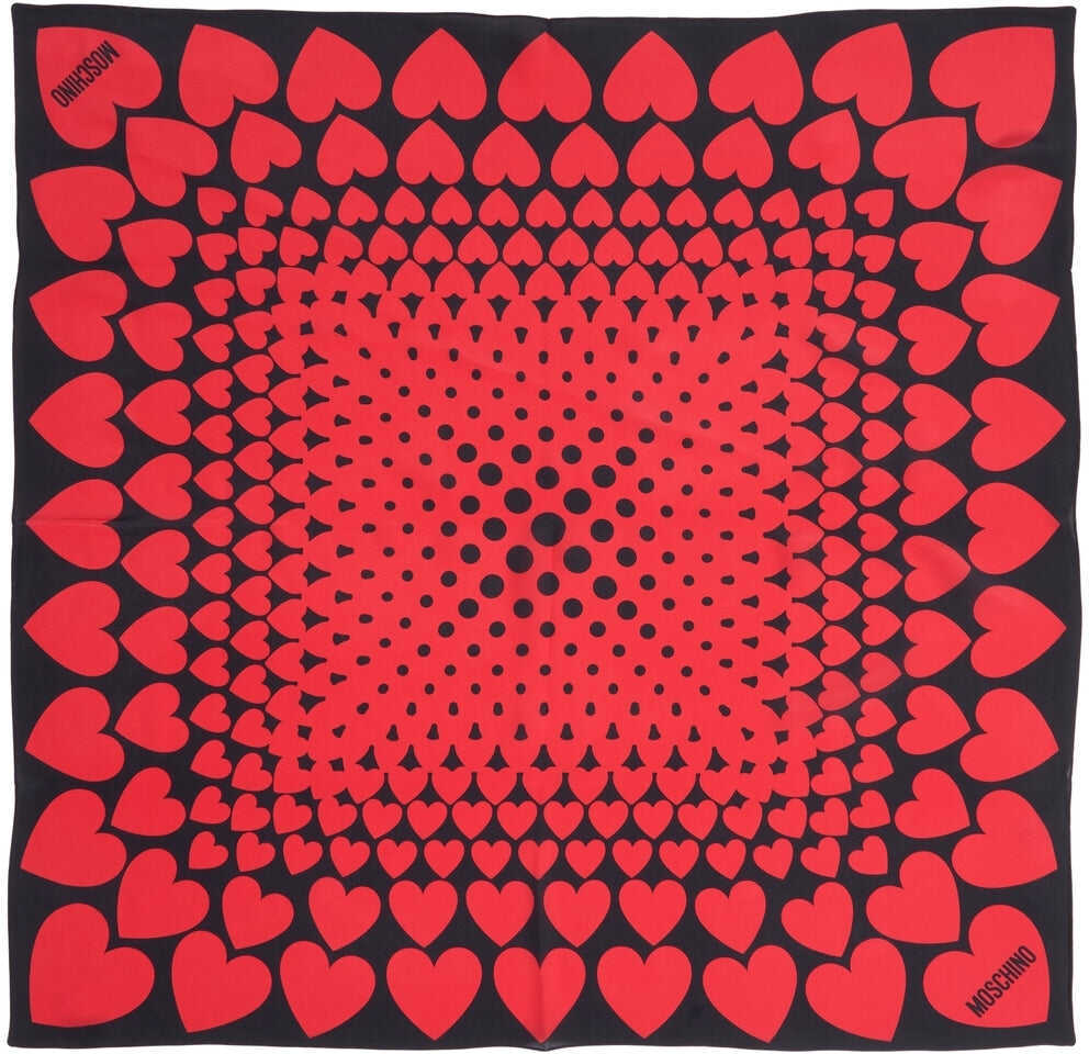 Esarfe Moschino Silk foulard with heart print and logo print Black Femei (BM 19029484) 3