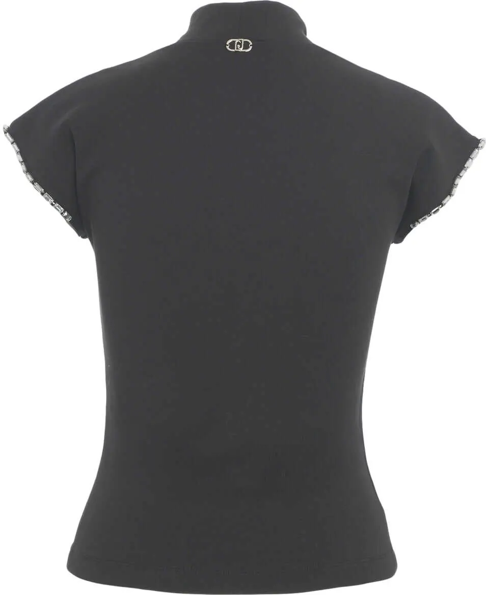 Tricouri Liu Jo T-shirt with stand-up collar Black Femei (BM 19029490) 7