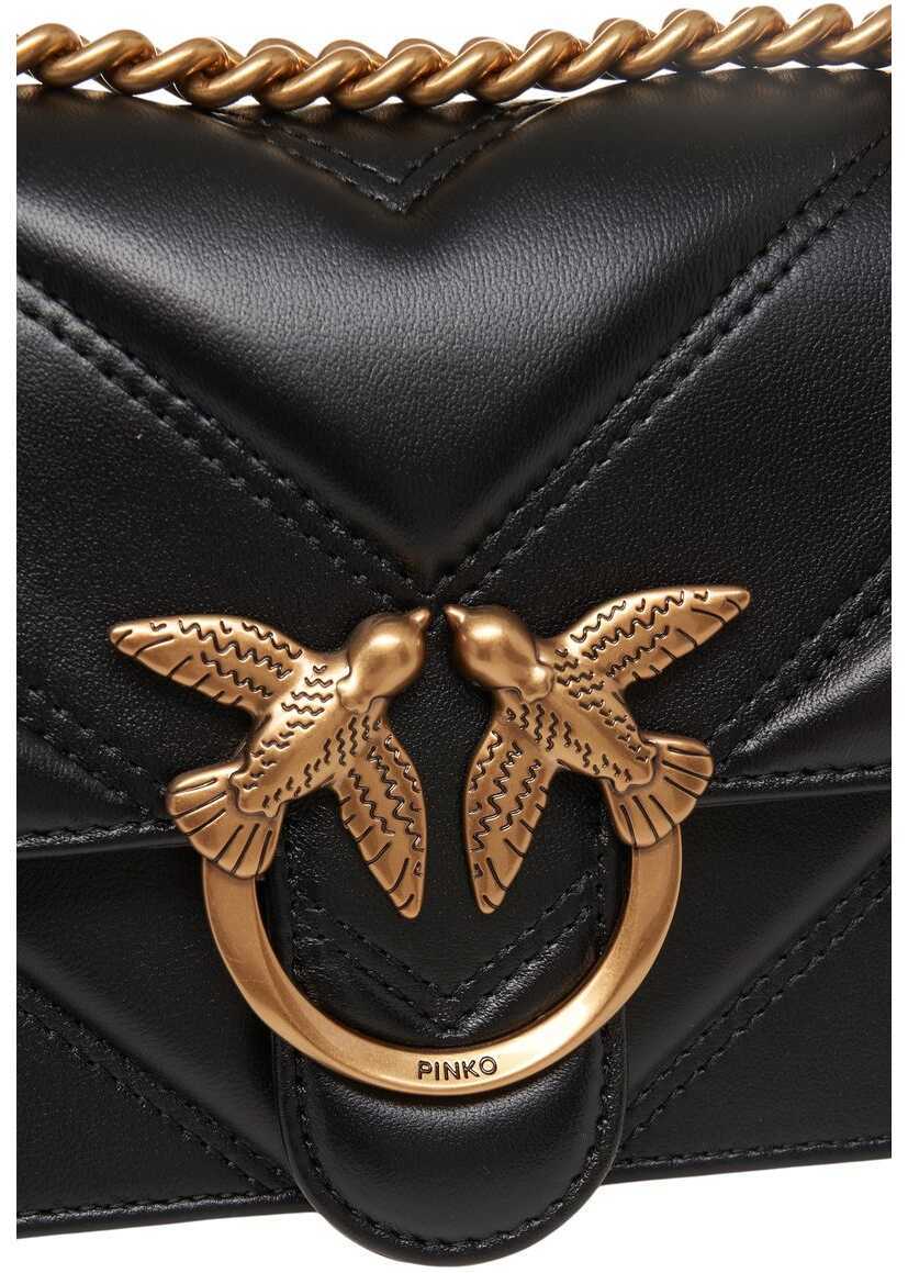 Genti de umar Pinko Quilted leather shoulder bag Black Femei (BM 19029520) 5