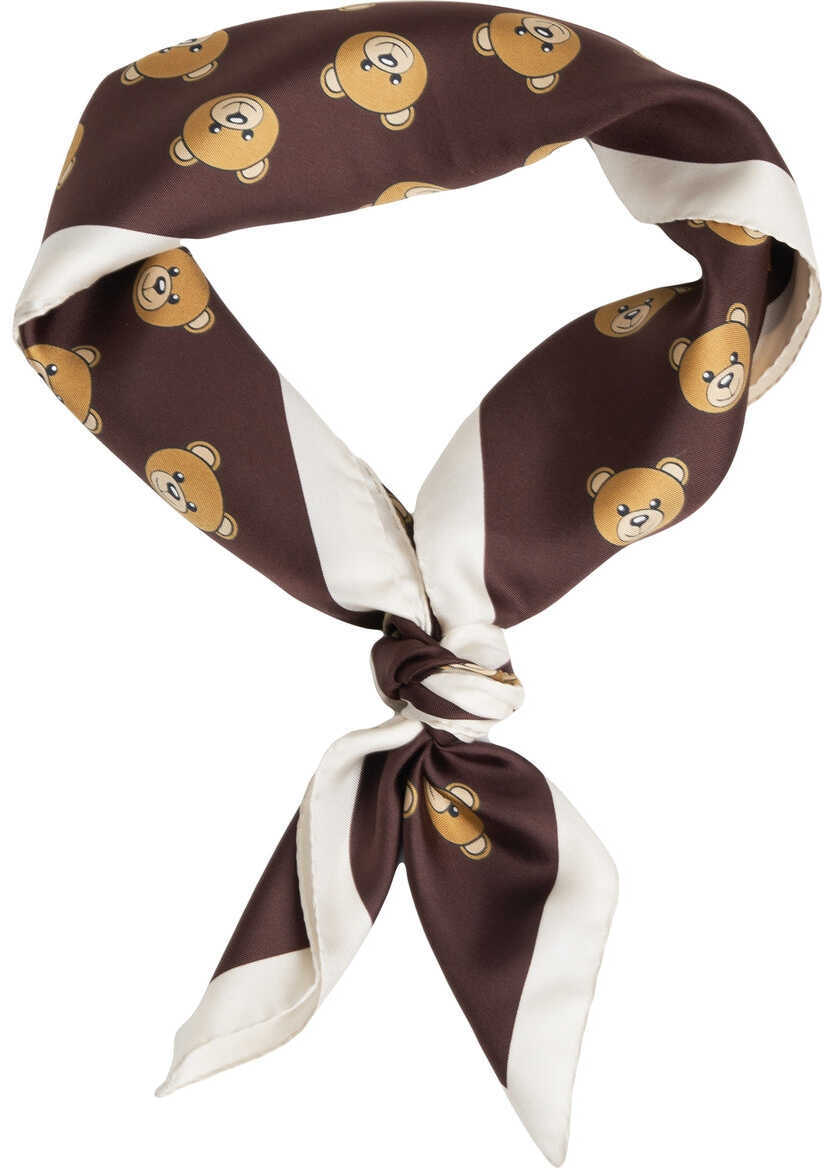 Esarfe Moschino Foulard made of silk with print Brown Femei (BM 19029559) 1