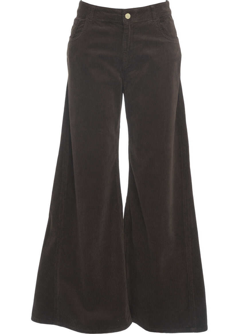 Pantaloni office Kaos Wide leg trousers Brown Femei (BM 19029568) 2