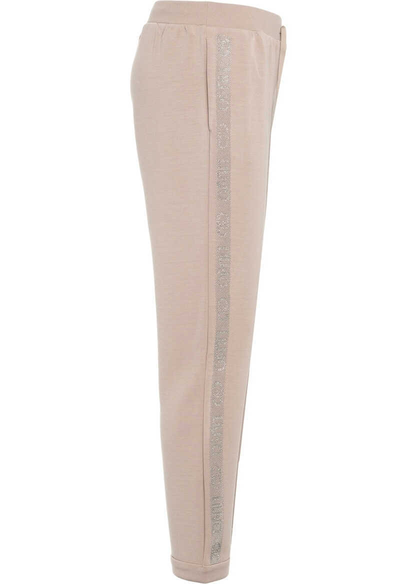 Pantaloni de trening Liu Jo Joggers with rhinestones Beige Femei (BM 19029607) 3