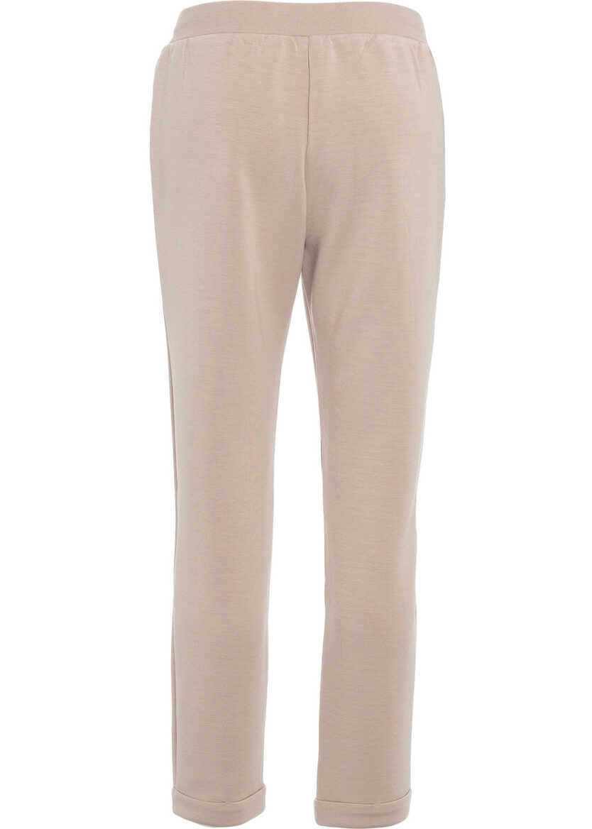 Pantaloni de trening Liu Jo Joggers with rhinestones Beige Femei (BM 19029607) 4