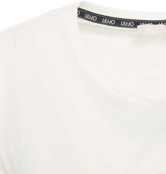 Tricouri LIU JO SPORT T-shirt with sequin application Beige Femei (BM 19029616) 4