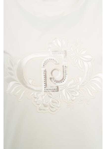 Tricouri LIU JO SPORT T-shirt with sequin application Beige Femei (BM 19029616) 5