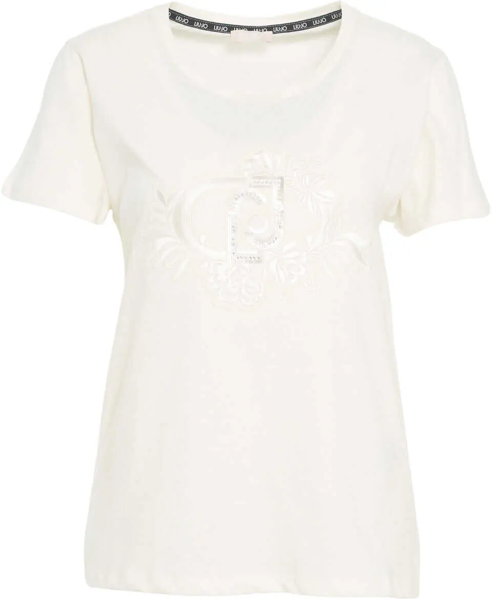 Tricouri LIU JO SPORT T-shirt with sequin application Beige Femei (BM 19029616) 1