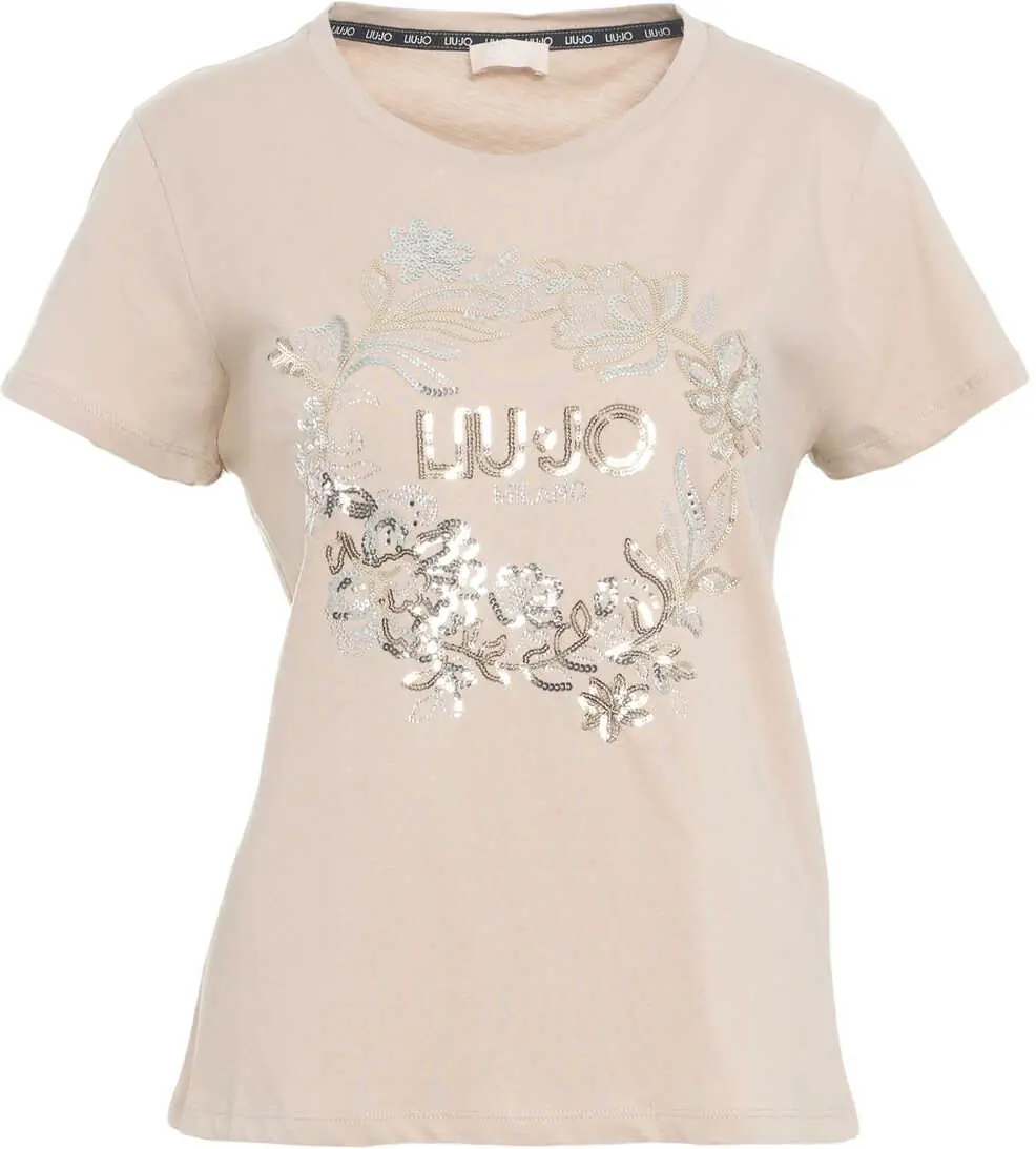 Tricouri LIU JO SPORT T-shirt with sequin application Grey Femei (BM 19029616) 6