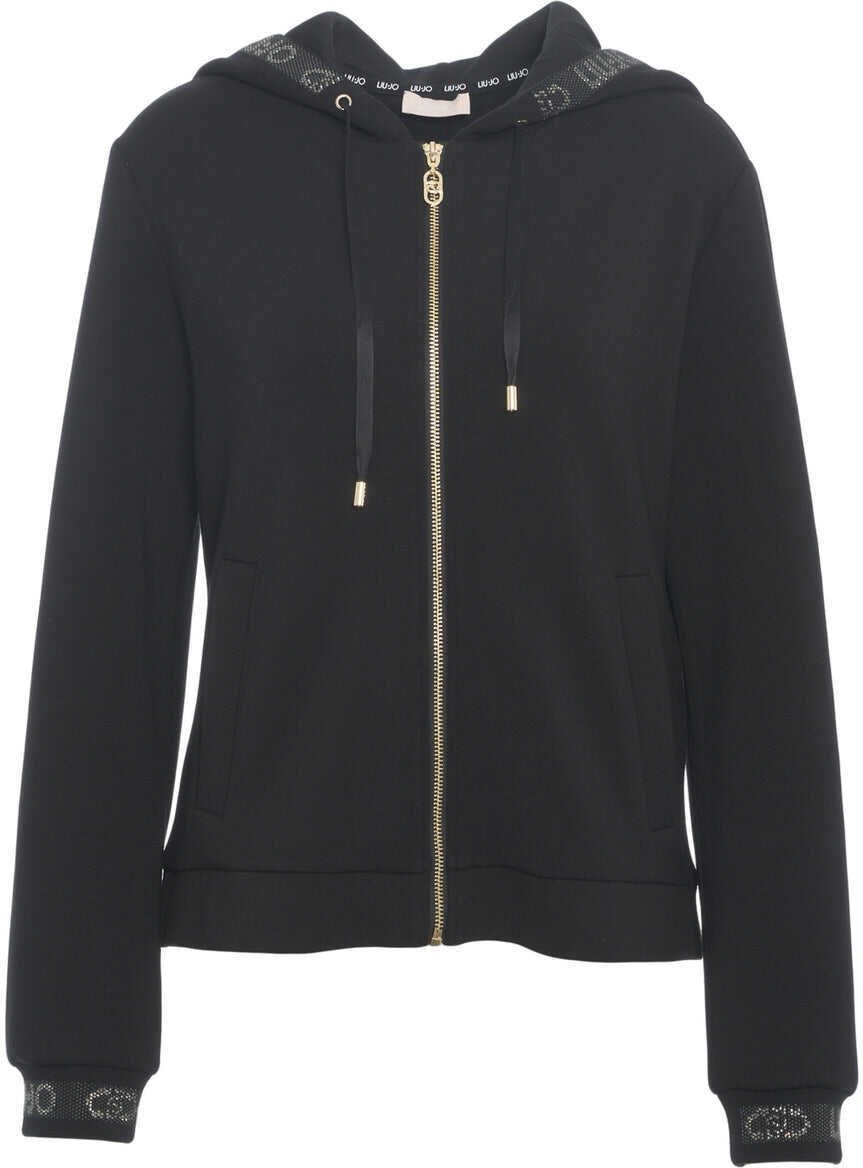 Bluze de trening Liu Jo Hoodie with rhinestones Black Femei (BM 19029619) 2