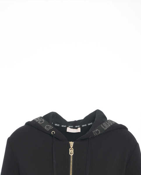 Bluze de trening Liu Jo Hoodie with rhinestones Black Femei (BM 19029619) 4