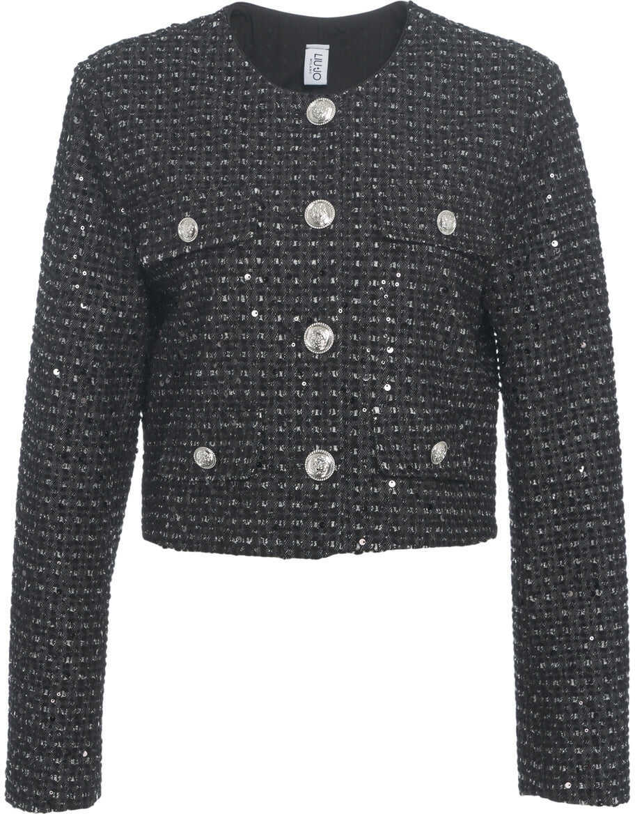 Jachete Liu Jo Cropped jacket with sequin application Black Femei (BM 19029628) 2