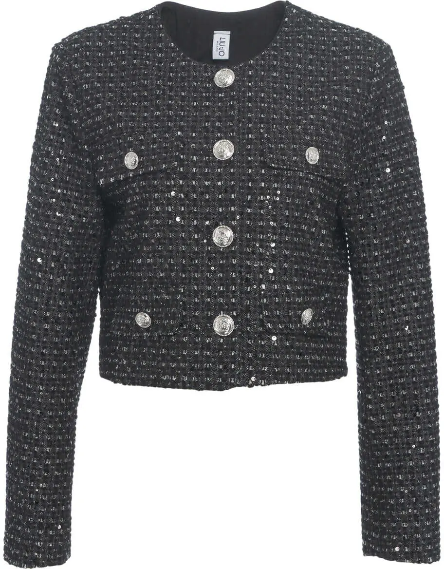 Jachete Liu Jo Cropped jacket with sequin application Black Femei (BM 19029628) 1