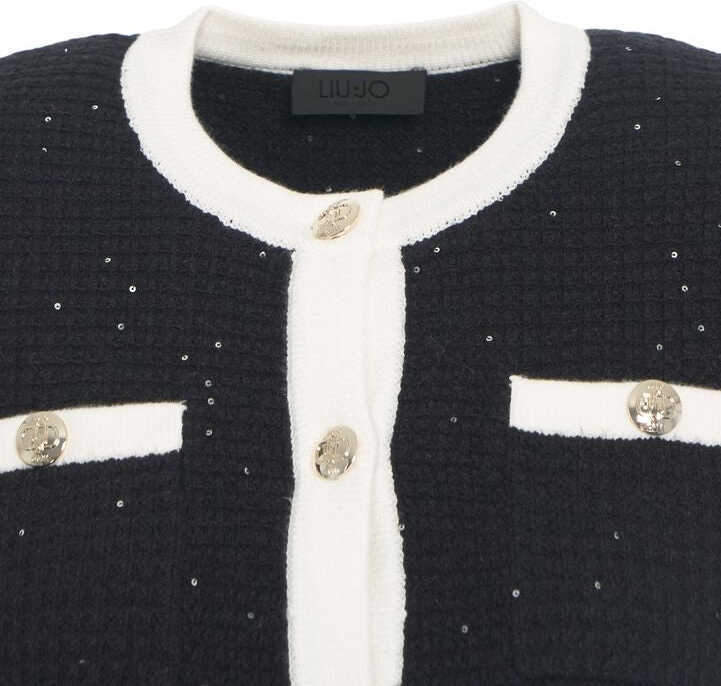 Sacouri office Liu Jo Tweed jacket with glitter Black Femei (BM 19029646) 4