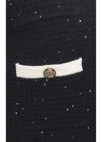 Sacouri office Liu Jo Tweed jacket with glitter Black Femei (BM 19029646) 5