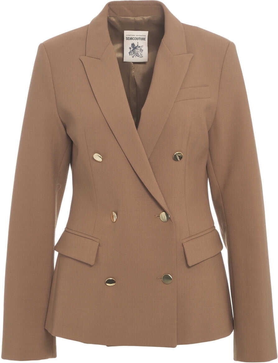 Sacouri Semicouture Double-breasted blazer Beige Femei (BM 19029748) 6
