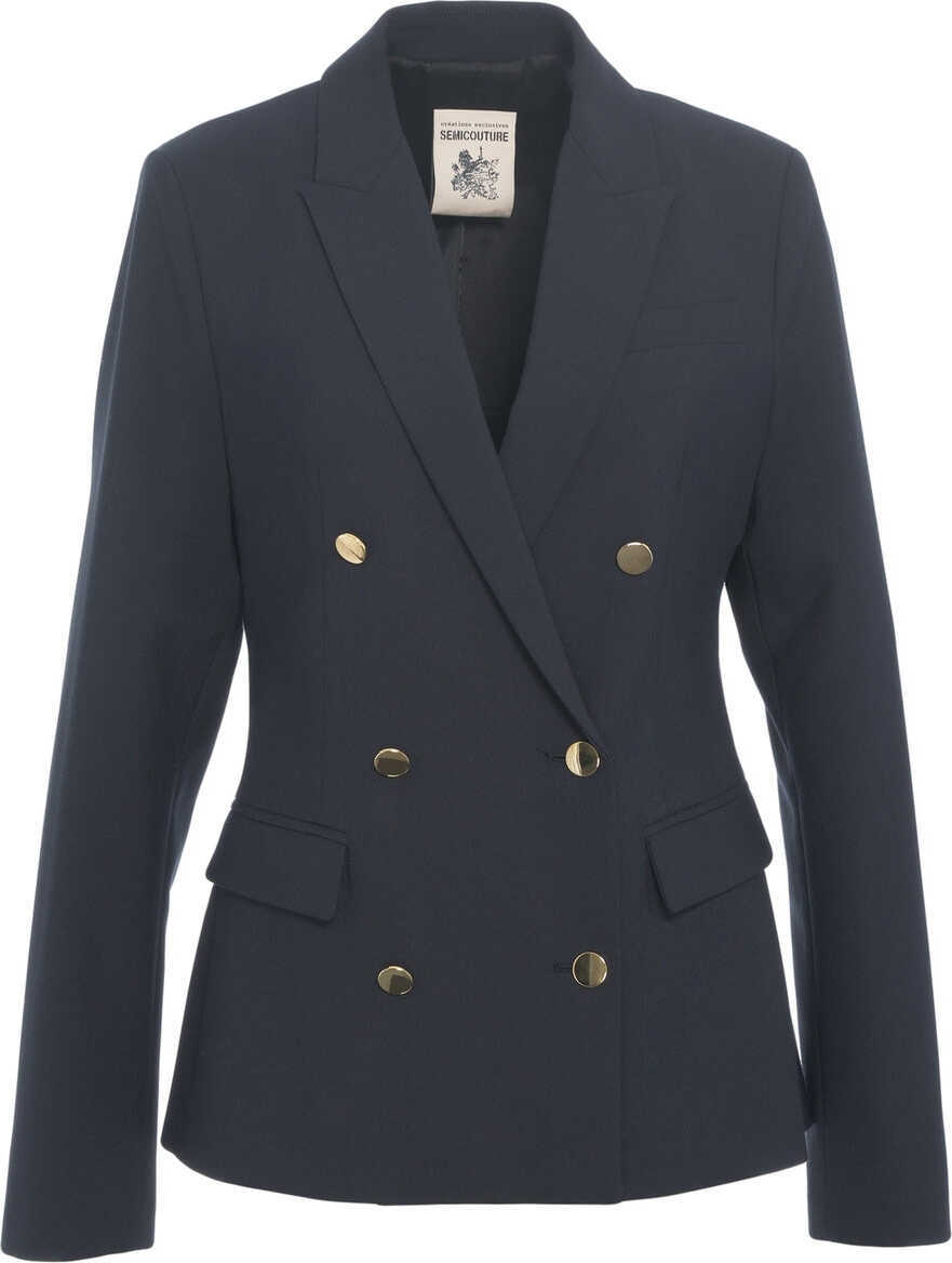 Sacouri Semicouture Double-breasted blazer Blue Femei (BM 19029748) 1