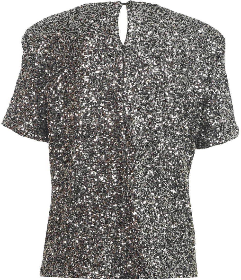 Tricouri Solotre T-shirt with sequin application Silver Femei (BM 19029829) 4