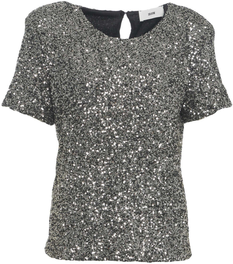Tricouri Solotre T-shirt with sequin application Silver Femei (BM 19029829) 1