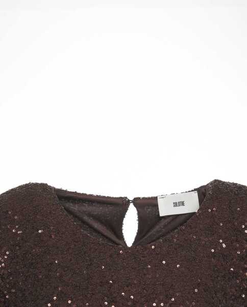 Tricouri Solotre T-shirt with sequin application Brown Femei (BM 19029829) 5