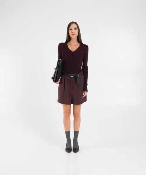 Pantaloni casual Herskind Bermuda shorts with pleats Red Femei (BM 19029844) 3