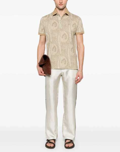 Tricouri Polo ETRO Polo shirt with paisley print Beige Barbati (BM 19029889) 2