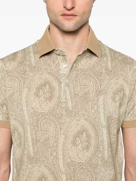 Tricouri Polo ETRO Polo shirt with paisley print Beige Barbati (BM 19029889) 4