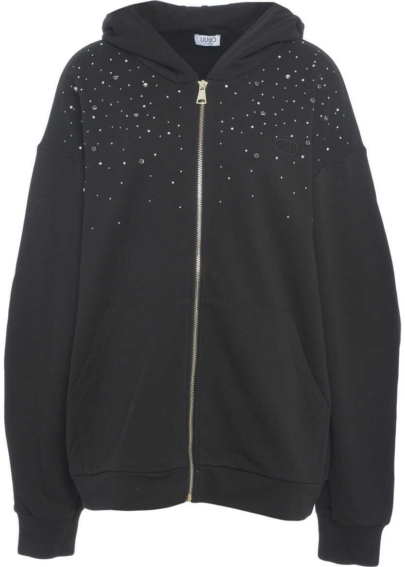 Bluze de trening Liu Jo Hoodie with rhinestones Black Femei (BM 19029919) 2