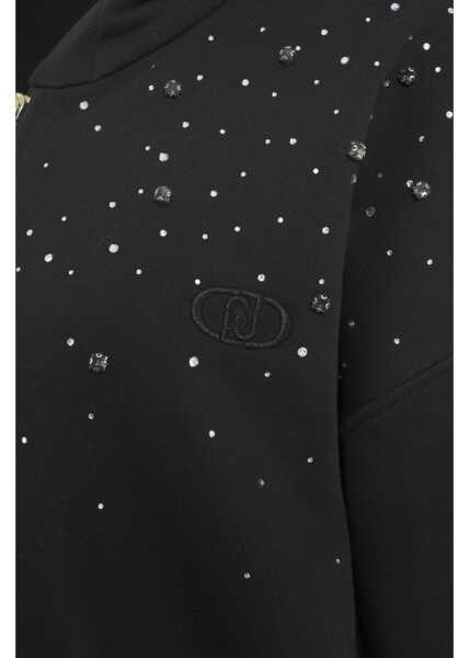 Bluze de trening Liu Jo Hoodie with rhinestones Black Femei (BM 19029919) 4