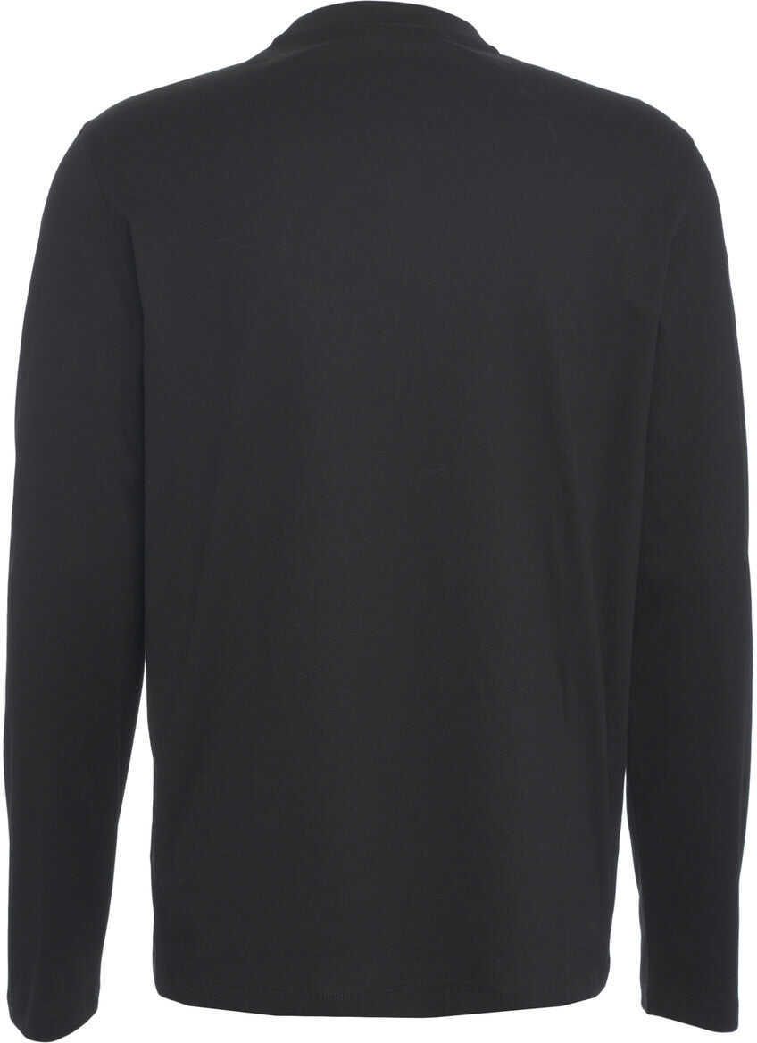 Tricouri Dondup Long-sleeved t-shirt with button placket Black Barbati (BM 19030045) 4