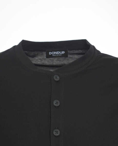 Tricouri Dondup Long-sleeved t-shirt with button placket Black Barbati (BM 19030045) 5