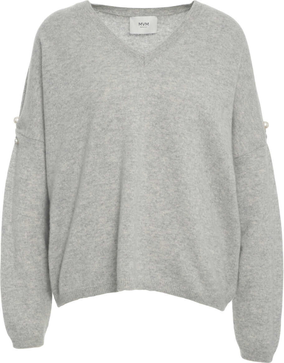 Pulovere MVM Cashmere sweater with pearl detail Grey Femei (BM 19030111) 2