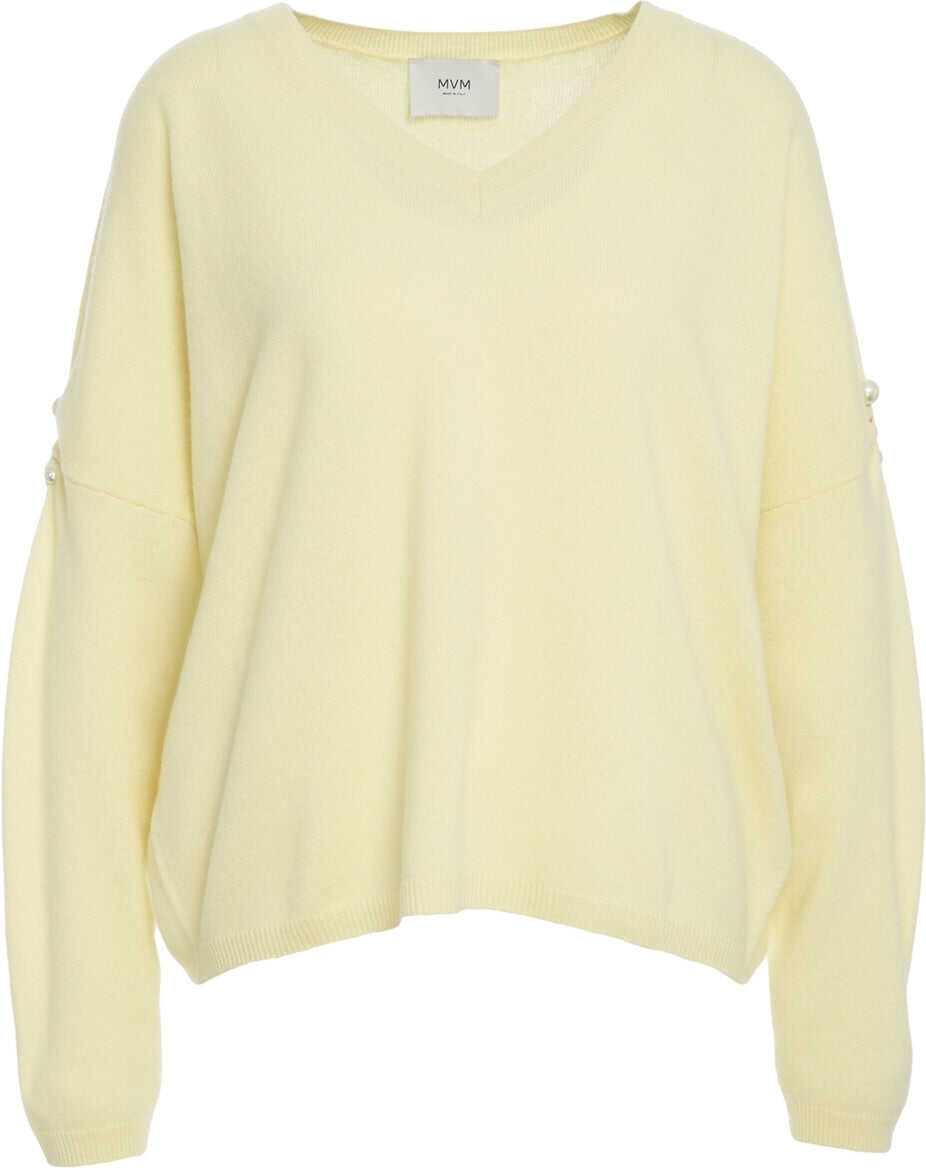 Pulovere MVM Cashmere sweater with pearl detail Yellow Femei (BM 19030111) 1