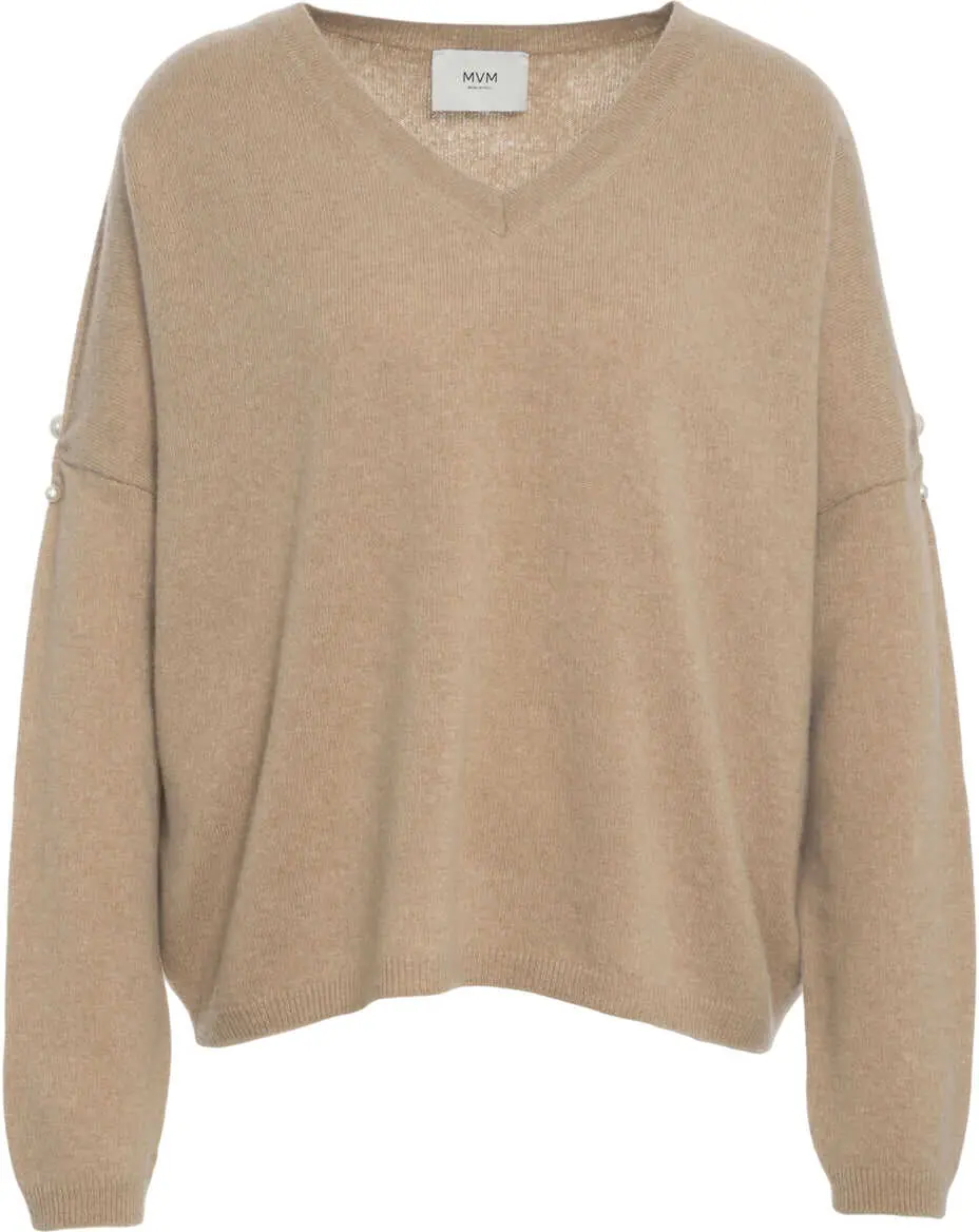 Pulovere MVM Cashmere sweater with pearl detail Brown Femei (BM 19030111) 2