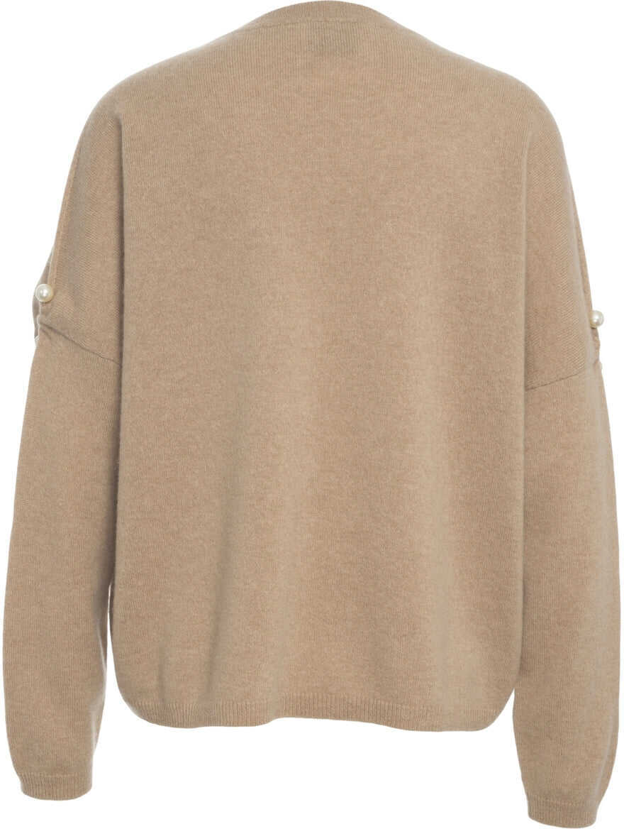 Pulovere MVM Cashmere sweater with pearl detail Brown Femei (BM 19030111) 3