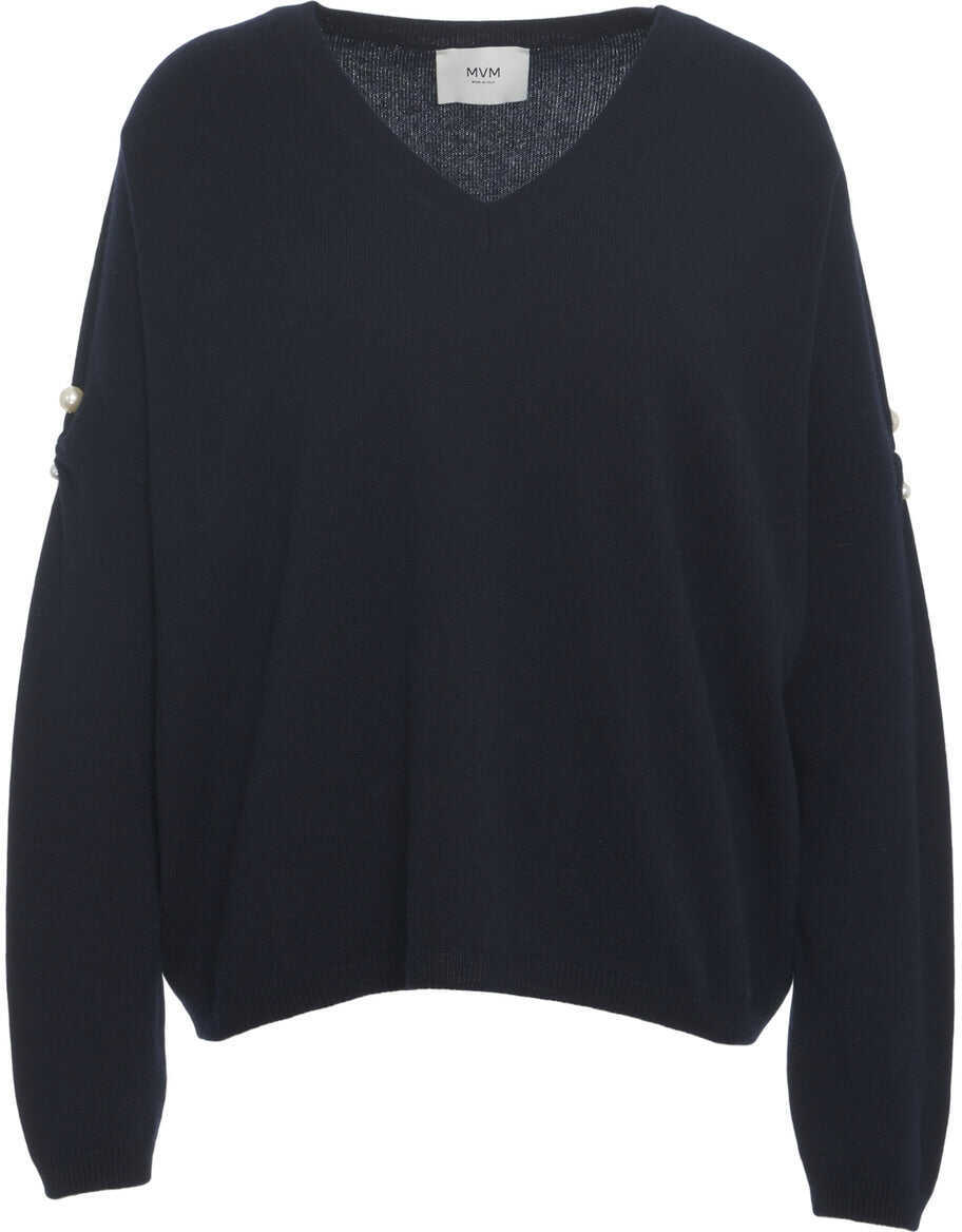 Pulovere MVM Cashmere sweater with pearl detail Blue Femei (BM 19030111) 1