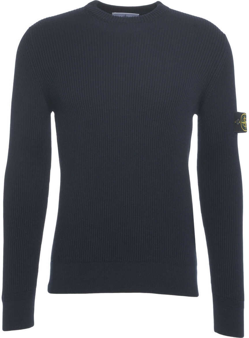 Pulovere Stone Island Ribbed sweater with logo Blue Barbati (BM 19030141) 2
