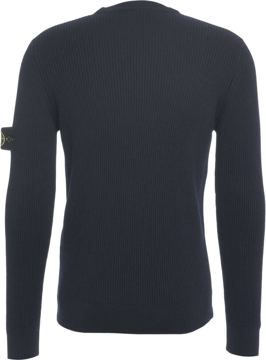 Pulovere Stone Island Ribbed sweater with logo Blue Barbati (BM 19030141) 4