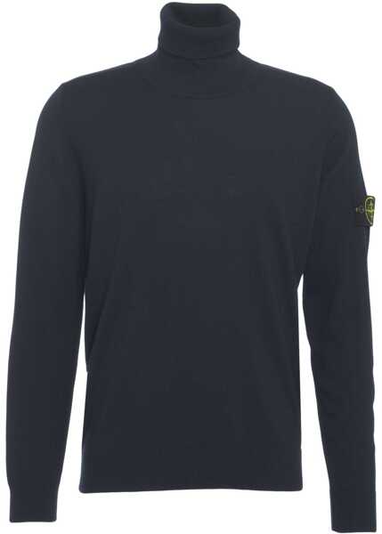 Pulovere Stone Island Turtleneck sweater with logo detail Blue Barbati (BM 19030144) 2