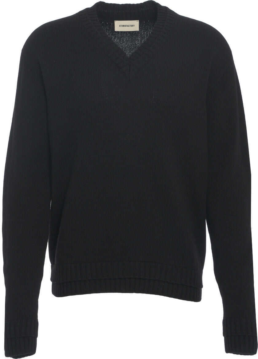 Pulovere Atomofactory Sweater with V-neck Black Barbati (BM 19030243) 2