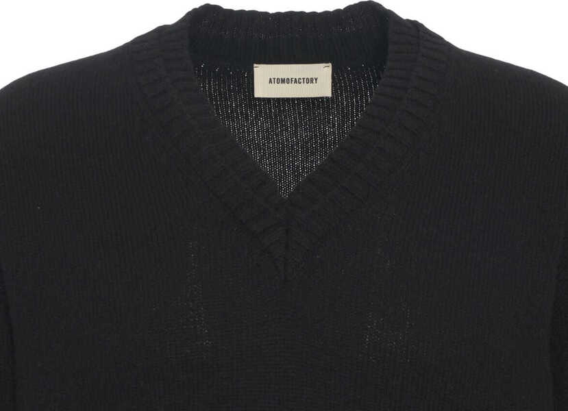 Pulovere Atomofactory Sweater with V-neck Black Barbati (BM 19030243) 4