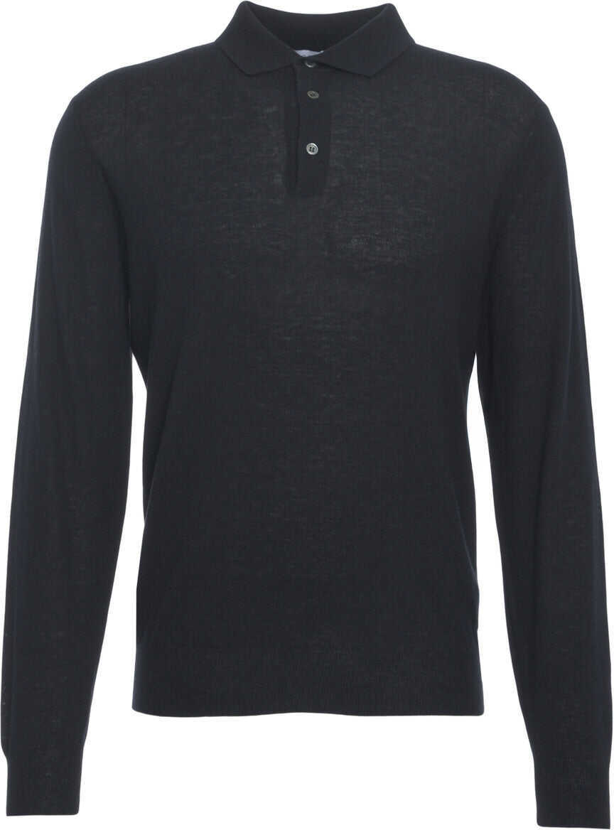 Tricouri Polo Gender Longsleeve knit polo shirt Blue Barbati (BM 19030273) 2