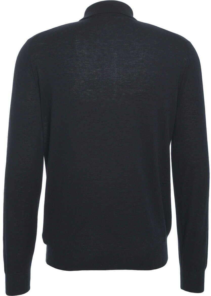 Tricouri Polo Gender Longsleeve knit polo shirt Blue Barbati (BM 19030273) 3