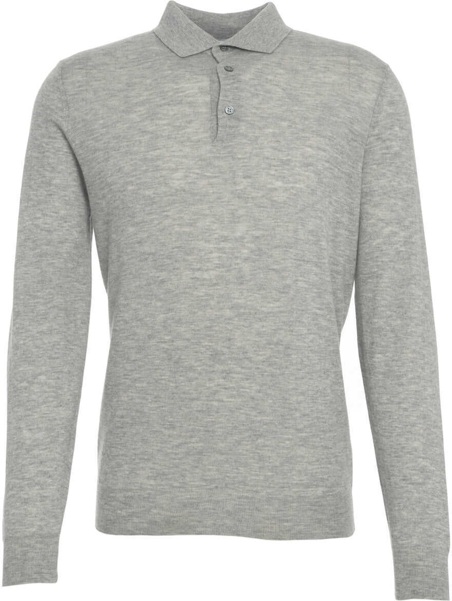 Tricouri Polo Gender Longsleeve knit polo shirt Grey Barbati (BM 19030273) 2