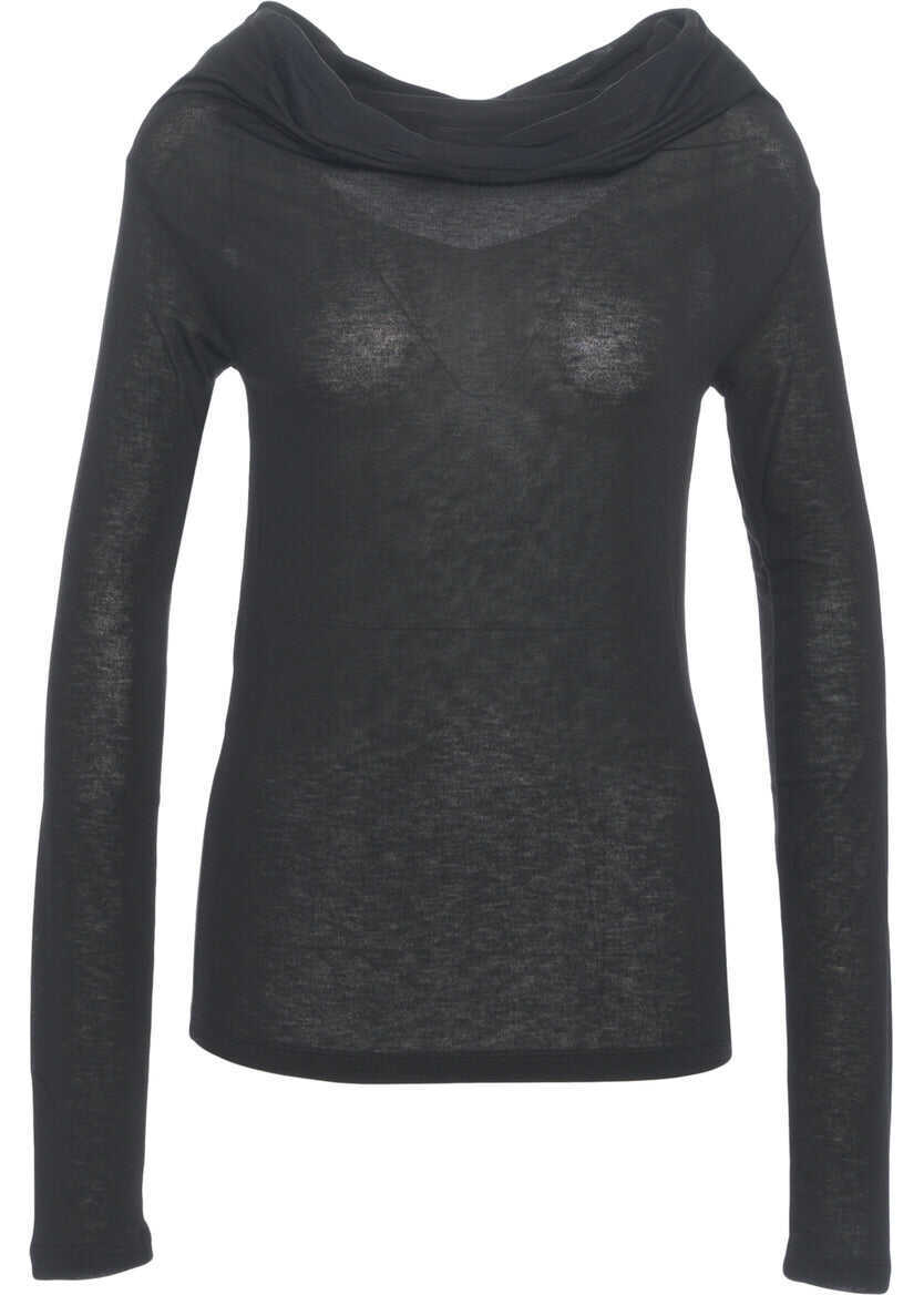 Tricouri 8PM T-shirt with cowl neck Ophelia Black Femei (BM 19030384) 2