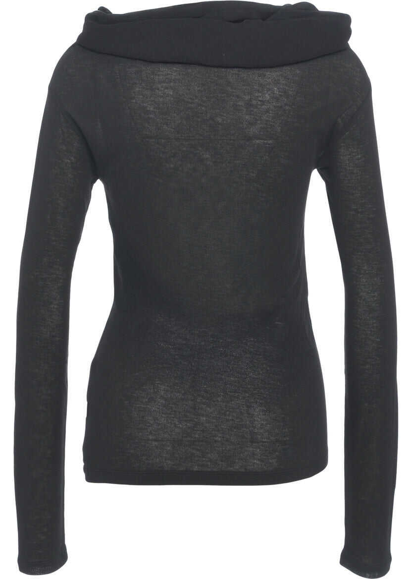 Tricouri 8PM T-shirt with cowl neck Ophelia Black Femei (BM 19030384) 4