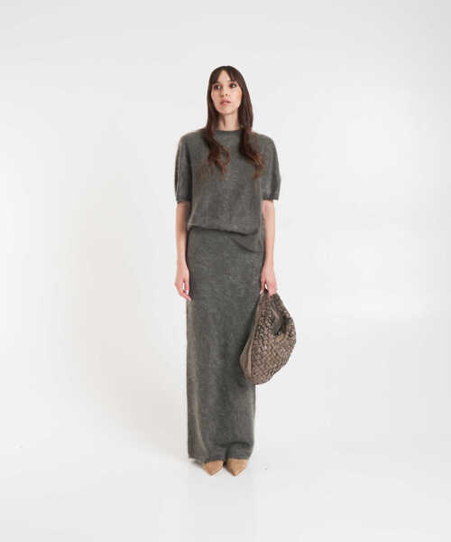 Fuste lungi Soft Goat Brushed cashmere skirt Grey Femei (BM 19030456) 3