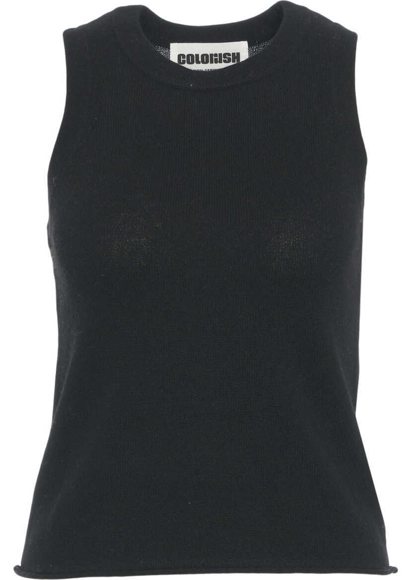 Pulovere casual CRUSH Cashmere tank top Ralph Racer Black Femei (BM 19030492) 2