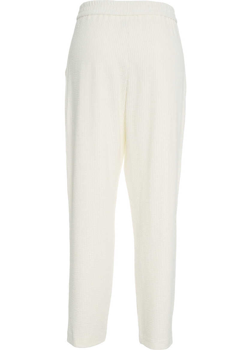 Pantaloni casual 8PM Pants Silvia White Femei (BM 19030558) 4