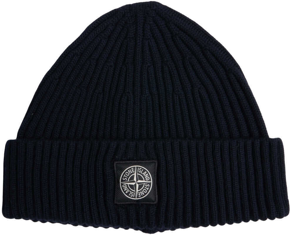 Caciuli Stone Island Knit beanie with logopatch Blue Barbati (BM 19030561) 2