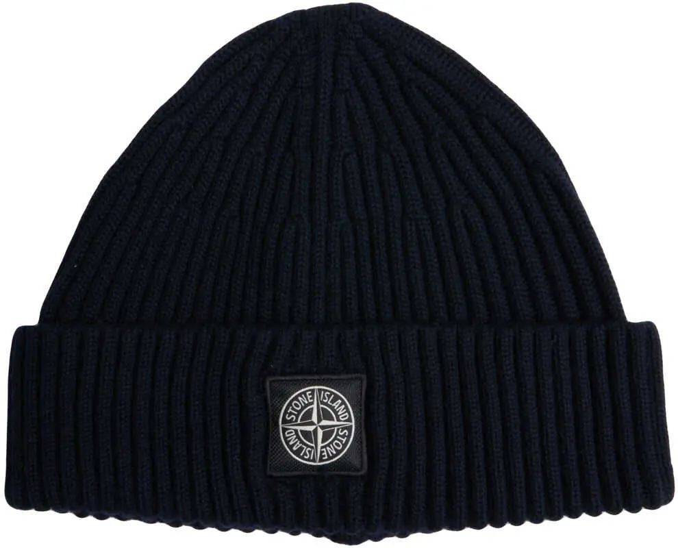 Caciuli Stone Island Knit beanie with logopatch Blue Barbati (BM 19030561) 1